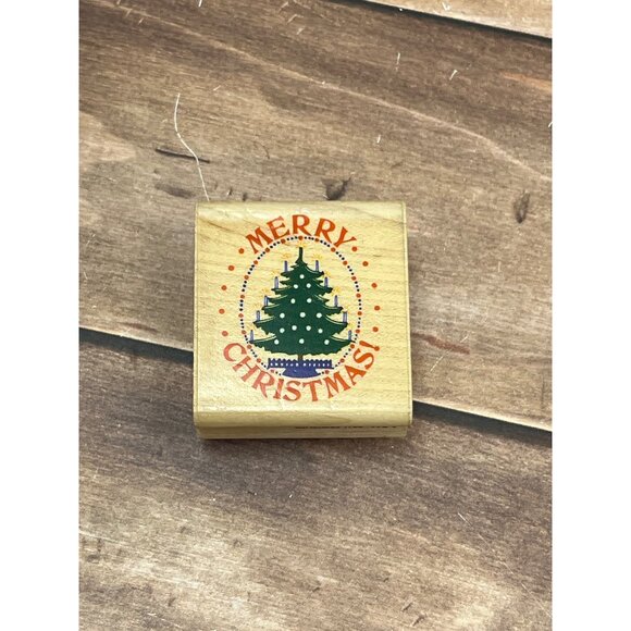 RUBBER STAMPEDE 192-C CHRISTMAS TREE WOOD MOUNTED RUBBER STAMP - Picture 1 of 6
